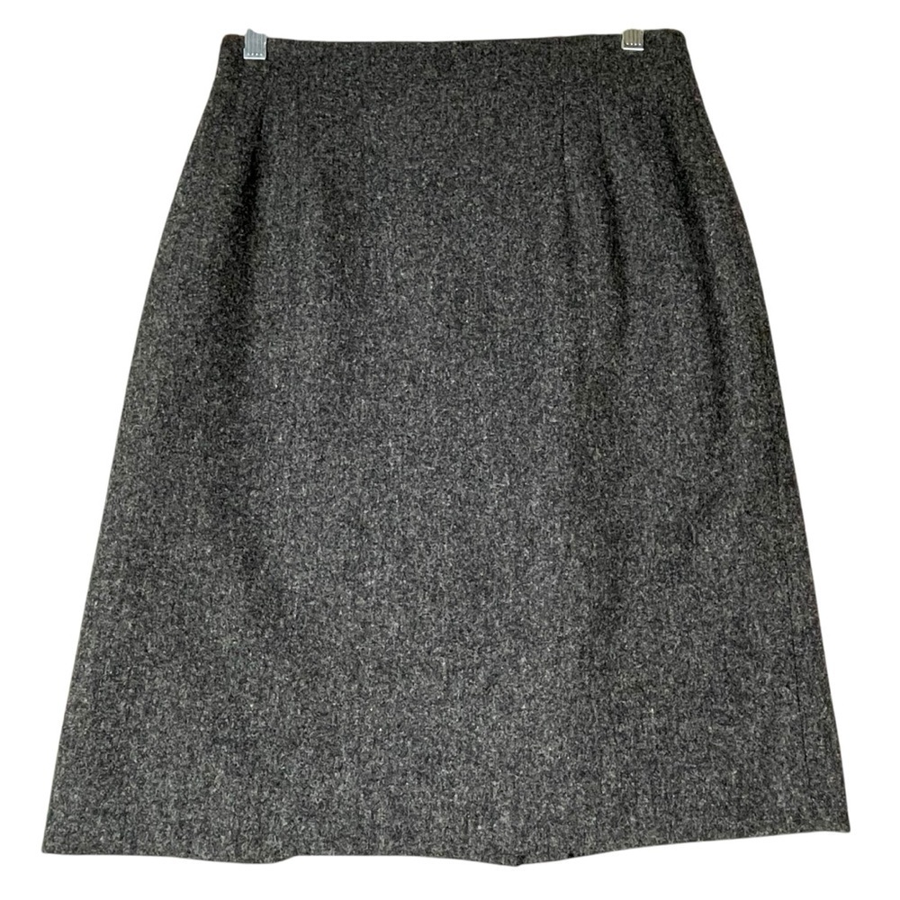 Jones New York Vintage Gray Wool Business Casual Collegiate Pencil Skirt - Sz 8